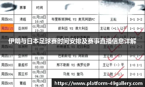 伊朗与日本足球赛时间安排及赛事直播信息详解